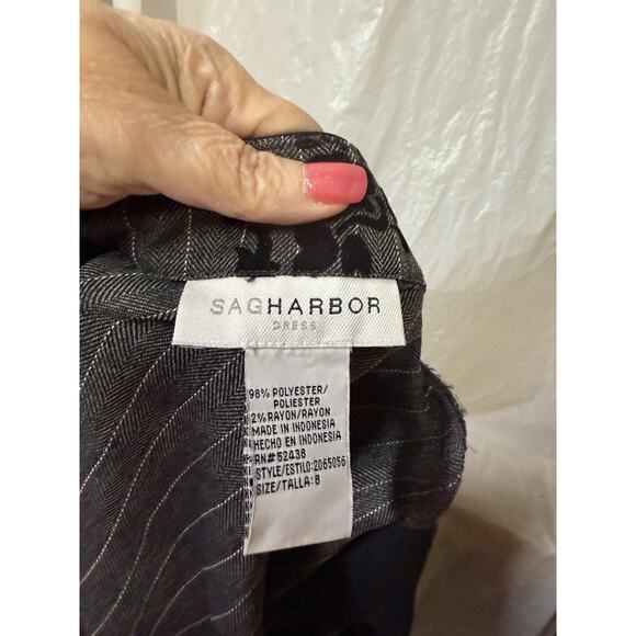 Sag Harbor Women's Gray Pin Stripe Paisley Long Sleeve Pant Suit Set Sz 8 - Picture 7 of 9